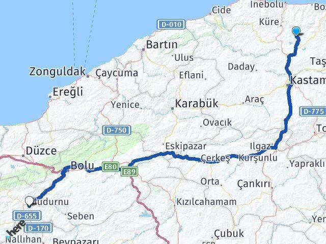 Şenlik Mudurnu Arası Kaç Km - Yol Tarifi