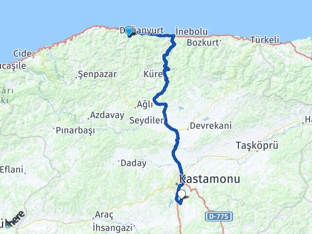 Aşağımescit Kastamonu Havalimanı Arası Kaç Km - Yol Tarifi