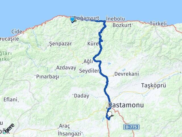 Başköy Kastamonu Havalimanı Arası Kaç Km - Yol Tarifi