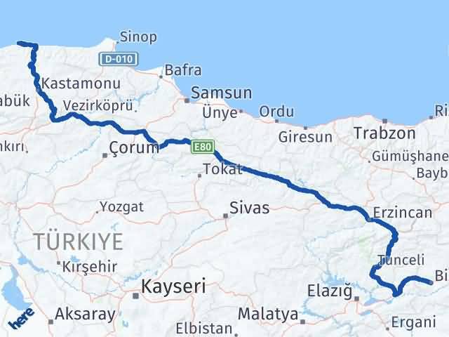 Doğanyurt Bingöl Arası Kaç Km - Yol Tarifi