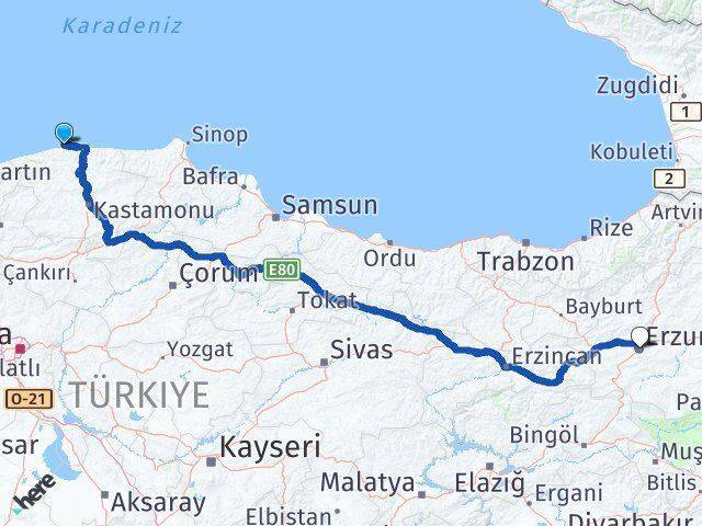 Doğanyurt Erzurum Arası Kaç Km - Yol Tarifi