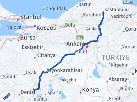 Kastamonu Evciler Afyonkarahisar Arası Kaç Km - Yol Haritası