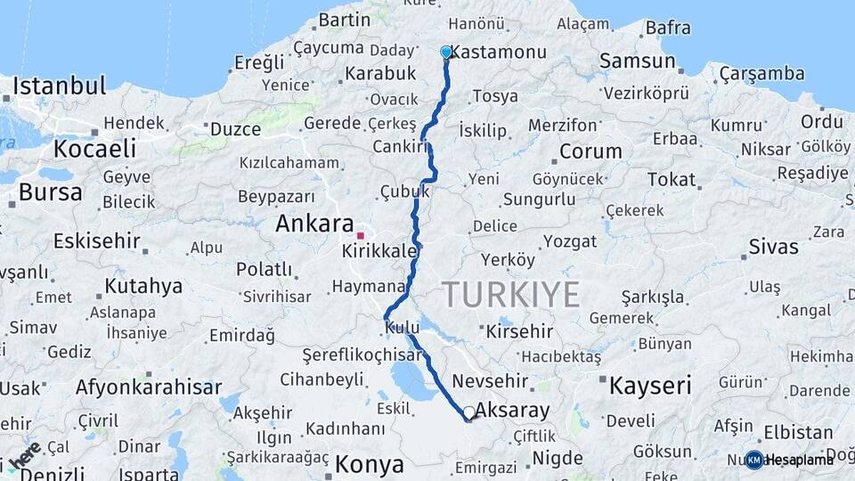 Kastamonu Gölköy Arası Kaç Km - Yol Haritası