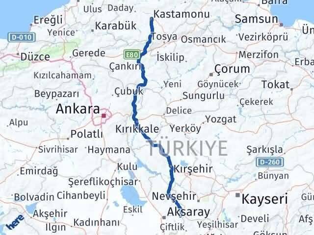 Kastamonu Gülağaç Aksaray Arası Kaç Km - Yol Haritası