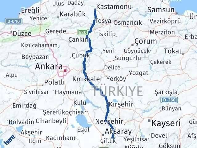 Kastamonu Güzelyurt Aksaray Arası Kaç Km - Yol Haritası