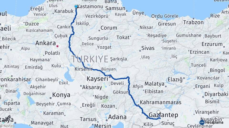 Kastamonu Halfeti Şanlıurfa Arası Kaç Km - Yol Haritası
