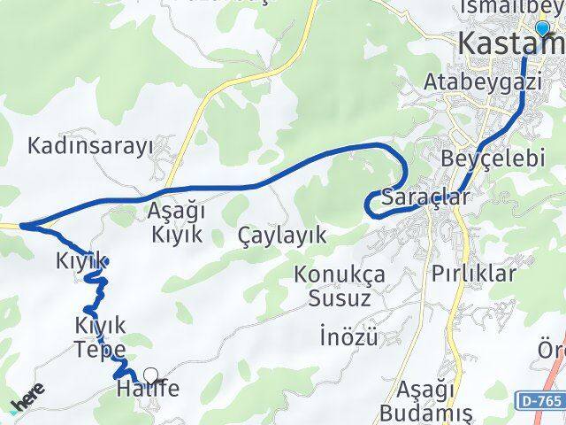 Kastamonu Halife Arası Kaç Km - Yol Haritası