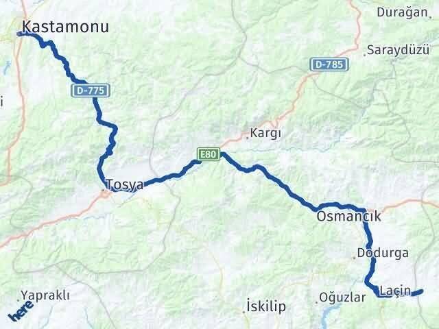Kastamonu Hamamözü Amasya Arası Kaç Km - Yol Haritası