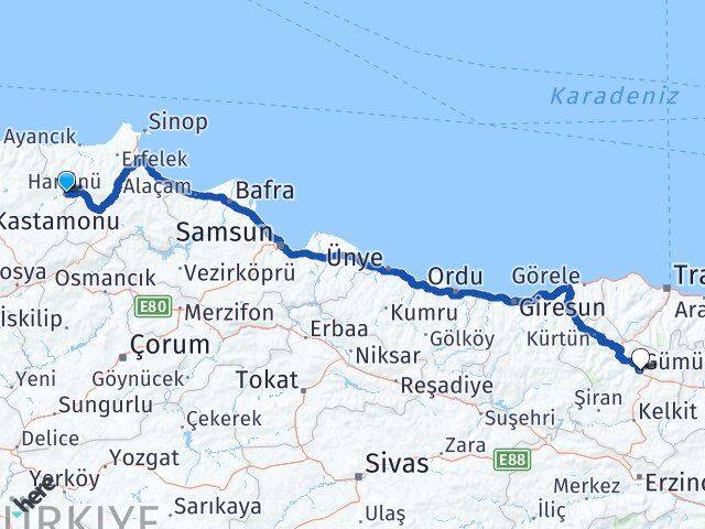 Hanönü Gümüşhane Arası Kaç Km - Yol Tarifi