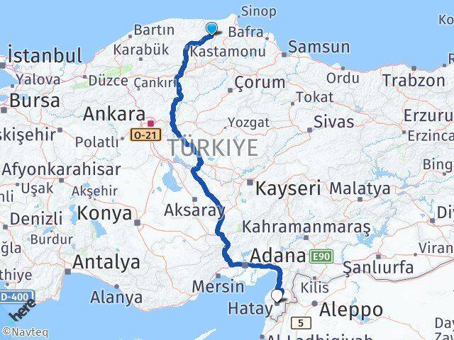 Hanönü Hatay Arası Kaç Km - Yol Tarifi