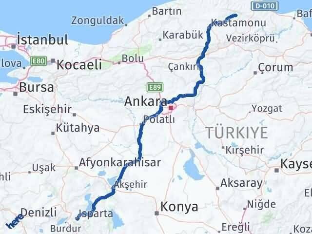 Hanönü Isparta Arası Kaç Km - Yol Tarifi