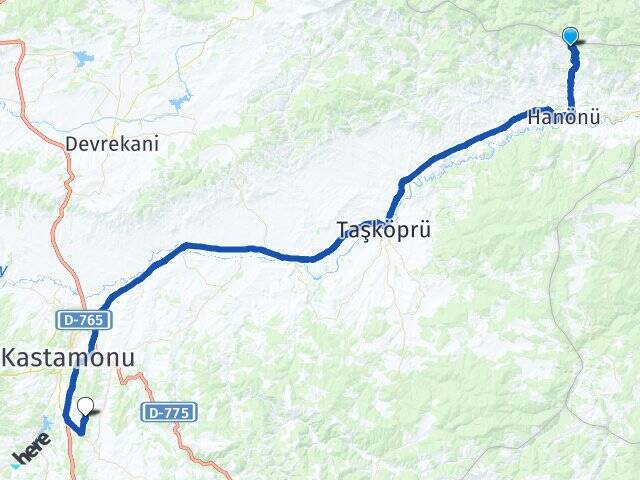 Kavak Kastamonu Havalimanı Arası Kaç Km - Yol Tarifi