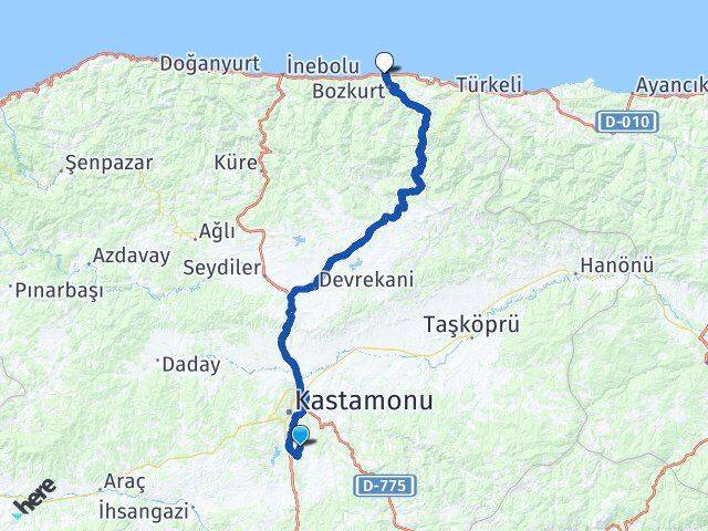 Kastamonu Havalimanı Abana Arası Kaç Km - Yol Tarifi