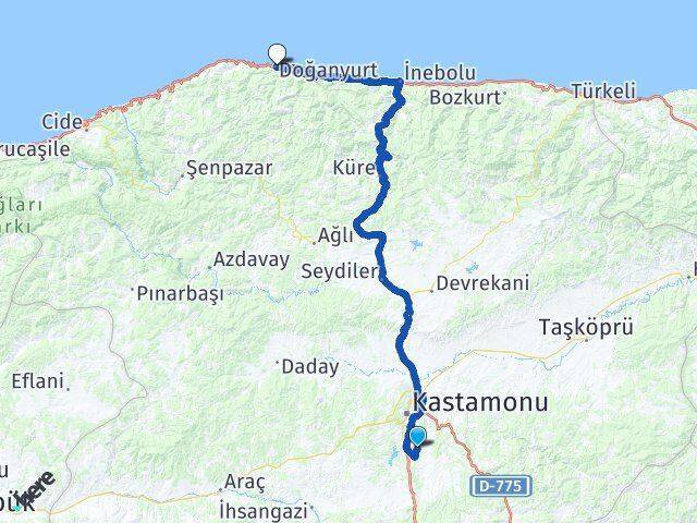 Kastamonu Havalimanı Doğanyurt Arası Kaç Km - Yol Tarifi