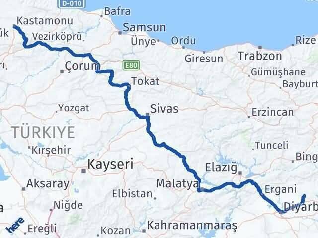 Kastamonu Hazro Arası Kaç Km - Yol Tarifi