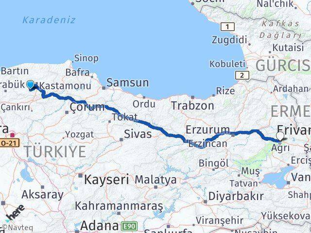 İhsangazi Ağrı Arası Kaç Km - Yol Tarifi
