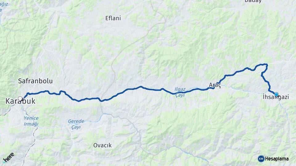 İhsangazi Karabük Arası Kaç Km - Yol Tarifi