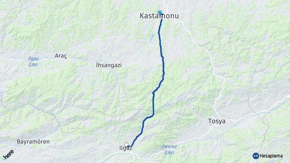 Kastamonu Ilgaz Çankırı Arası Kaç Km - Yol Haritası