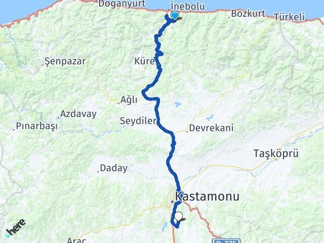 Akkonak Kastamonu Havalimanı Arası Kaç Km - Yol Tarifi