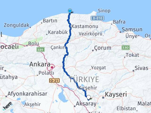 Karadeniz Nevşehir Arası Kaç Km - Yol Tarifi