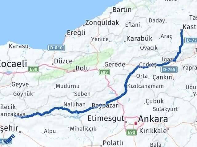 Kastamonu İnhisar Bilecik Arası Kaç Km - Yol Haritası