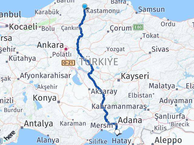Kastamonu Karataş Adana Arası Kaç Km - Yol Haritası