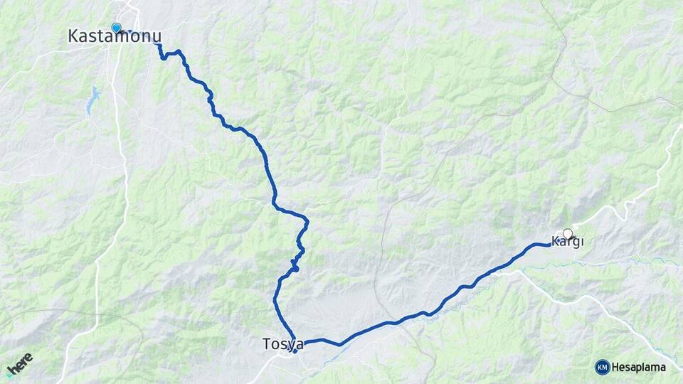 Kastamonu Kargı Çorum Arası Kaç Km - Yol Haritası