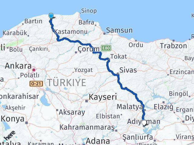 Küre Adıyaman Arası Kaç Km - Yol Tarifi