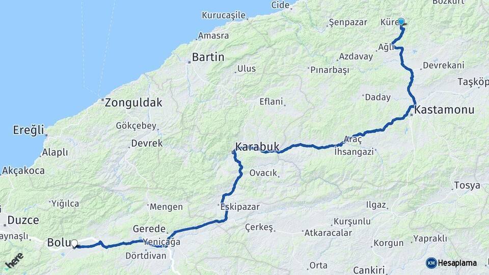 Küre Bolu Arası Kaç Km - Yol Tarifi
