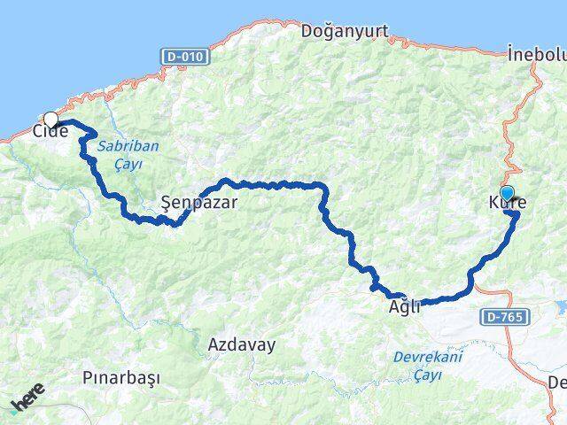 Kastamonu Küre Cide Arası Kaç Km - Yol Haritası