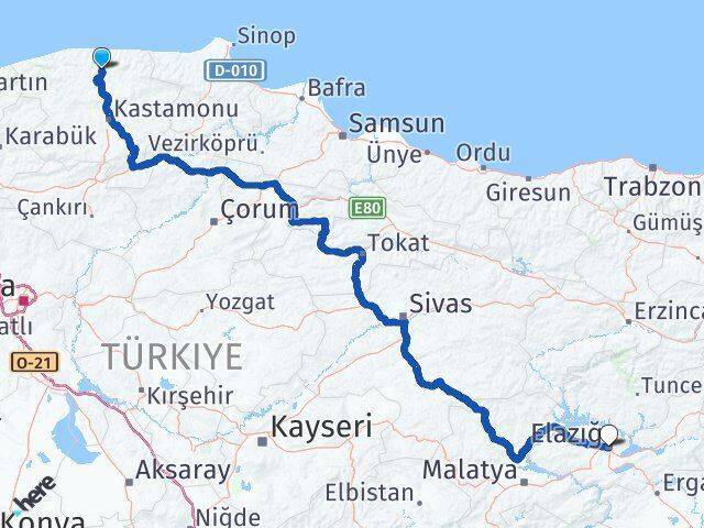 Küre Elazığ Arası Kaç Km - Yol Tarifi
