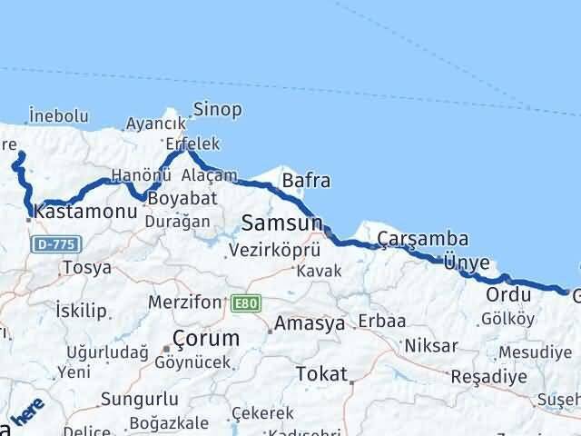 Küre Giresun Arası Kaç Km - Yol Tarifi