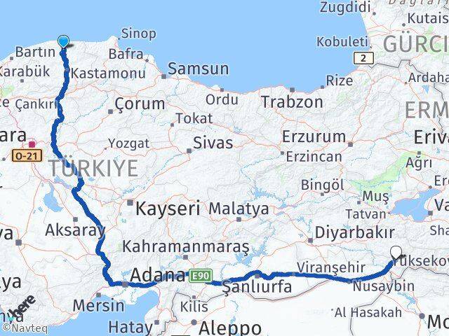 Küre Şırnak Arası Kaç Km - Yol Tarifi
