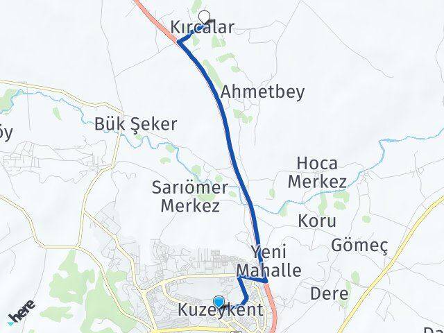 Kuzeykent Kırcalar Arası Kaç Km - Yol Tarifi