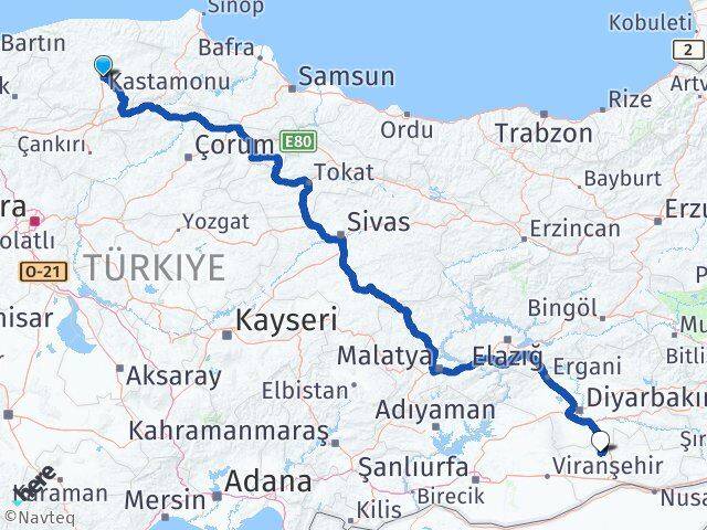 Kastamonu Mazıdağı Mardin Arası Kaç Km - Yol Haritası