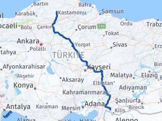 Kastamonu Musabeyli Kilis Arası Kaç Km - Yol Haritası