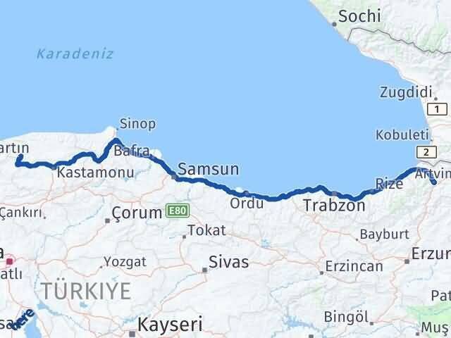 Pınarbaşı Artvin Arası Kaç Km - Yol Tarifi