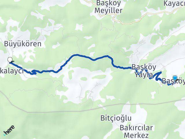 Başköy Üyükören Arası Kaç Km - Yol Tarifi