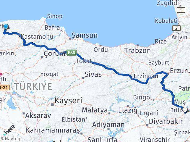 Pınarbaşı Bitlis Arası Kaç Km - Yol Tarifi