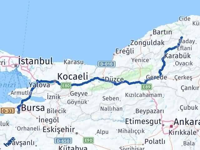 Pınarbaşı Bursa Arası Kaç Km - Yol Tarifi