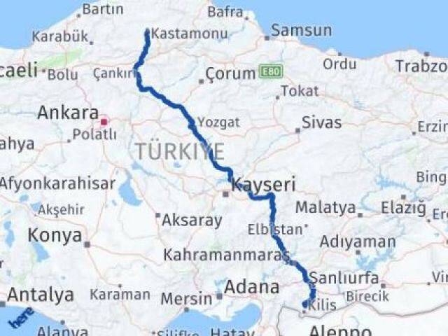Kastamonu Polateli Kilis Arası Kaç Km - Yol Haritası