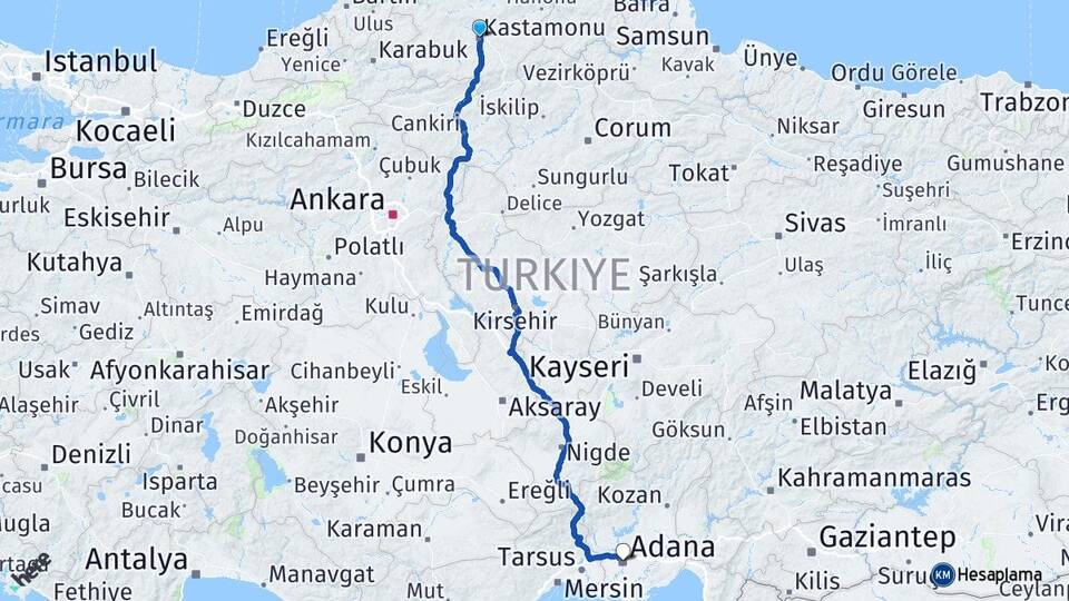 Kastamonu Saraçlar Arası Kaç Km - Yol Haritası
