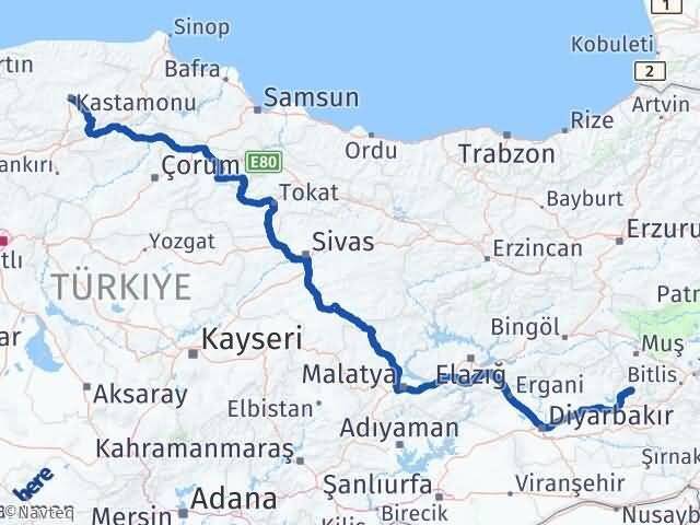 Kastamonu Sason Batman Arası Kaç Km - Yol Haritası