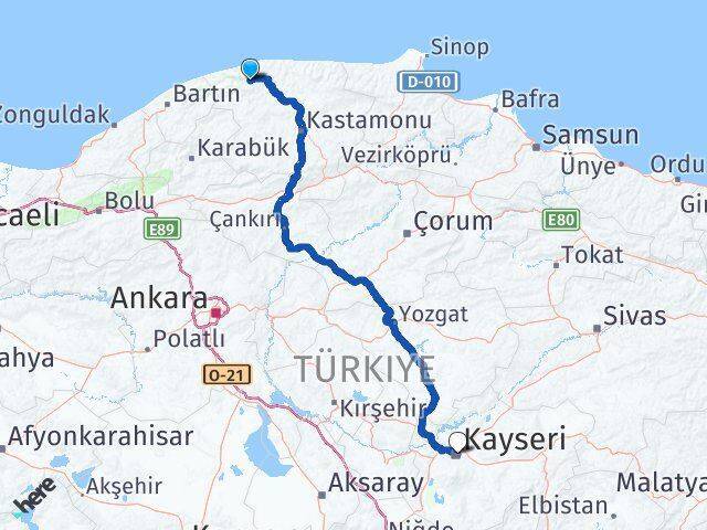 Şenpazar Kayseri Arası Kaç Km - Yol Tarifi