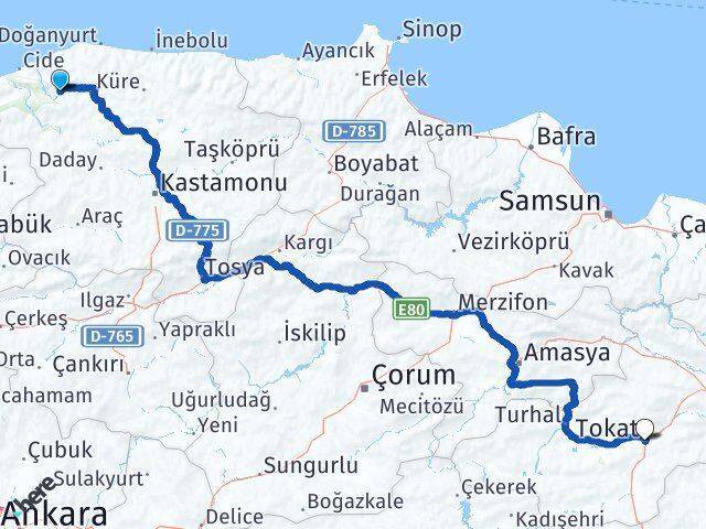 Şenpazar Tokat Arası Kaç Km - Yol Tarifi