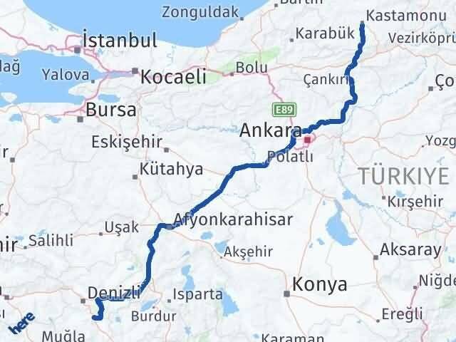 Kastamonu Serinhisar Denizli Arası Kaç Km - Yol Haritası