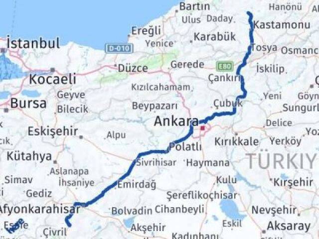Kastamonu Seydiler Afyonkarahisar Arası Kaç Km - Yol Haritası