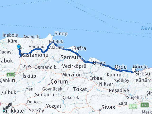 Seydiler Giresun Arası Kaç Km - Yol Tarifi