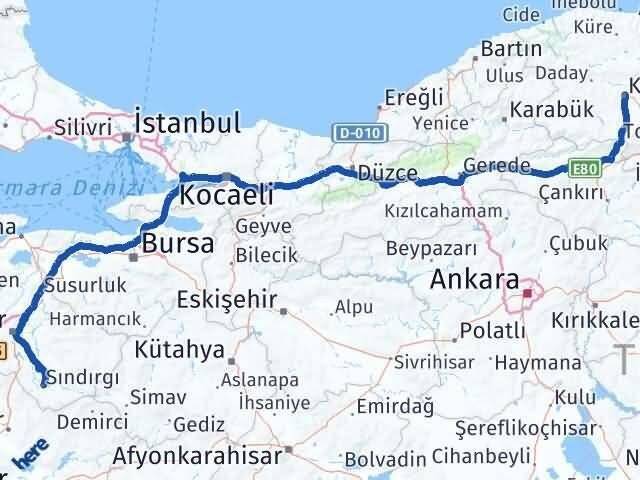 Kastamonu Sındırgı Balıkesir Arası Kaç Km - Yol Haritası