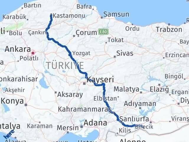 Kastamonu Suruç Şanlıurfa Arası Kaç Km - Yol Haritası